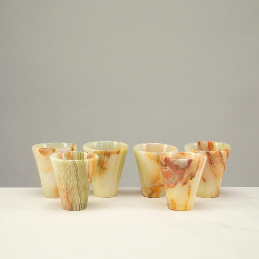 NWOT Set of 4 Green Onyx Shotglasses - Picture 2 of 7